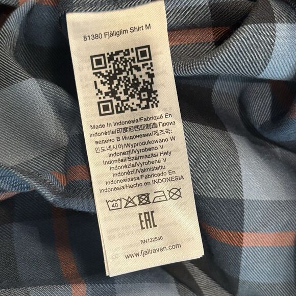 Fjallraven Fjallglim Flannel Shirt Mens XL Blue Plaid Long Sleeve Button Down - Picture 6 of 9